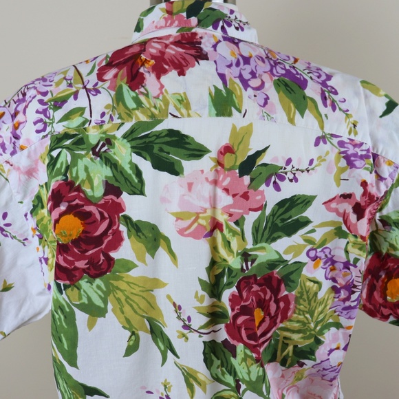 Takeaway Floral Print Short Sleeve Shirt Size M - Picture 3 of 8